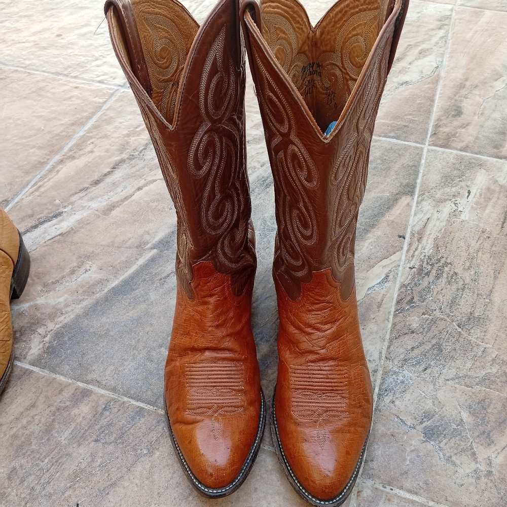 Tony Lama Smooth Ostrich Leather Cowboy Boots